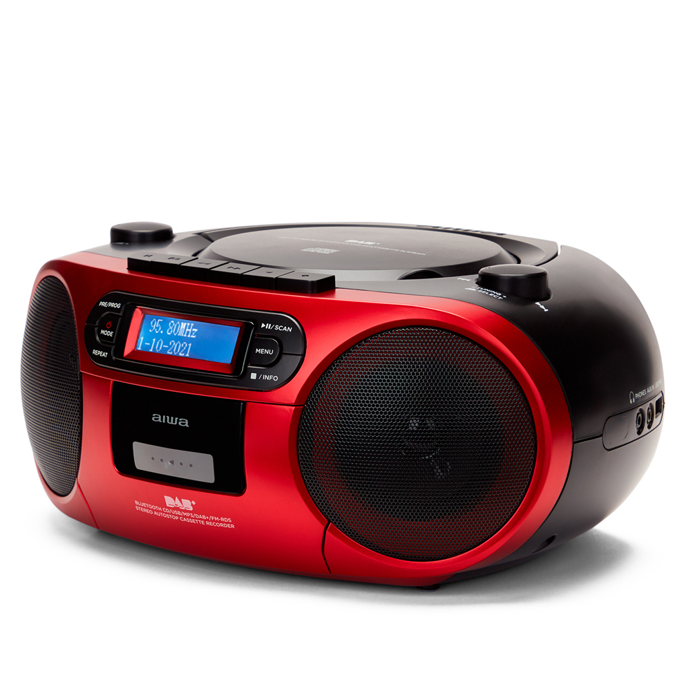 Aiwa Boombox BBTC-550MG Cassette/CD/USB/BT/MP3 Radio Red